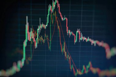 Forx ticaret grafiği ve şamdan şeması finansal yatırım konseptine uygundur. Ekonomik trendler iş fikri ve tüm sanat tasarımı için arka plan. Soyut finans arkaplanı