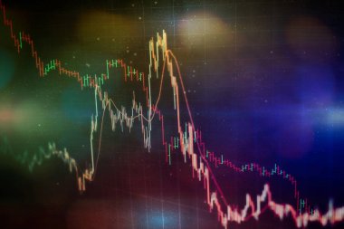 Forx ticaret grafiği ve şamdan şeması finansal yatırım konseptine uygundur. Ekonomik trendler iş fikri ve tüm sanat tasarımı için arka plan. Soyut finans arkaplanı