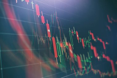 Forx ticaret grafiği ve şamdan şeması finansal yatırım konseptine uygundur. Ekonomik trendler iş fikri ve tüm sanat tasarımı için arka plan. Soyut finans arkaplanı