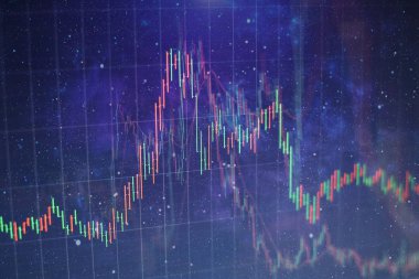 Forx ticaret grafiği ve şamdan şeması finansal yatırım konseptine uygundur. Ekonomik trendler iş fikri ve tüm sanat tasarımı için arka plan. Soyut finans arkaplanı