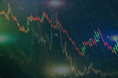 Forx ticaret grafiği ve şamdan şeması finansal yatırım konseptine uygundur. Ekonomik trendler iş fikri ve tüm sanat tasarımı için arka plan. Soyut finans arkaplanı