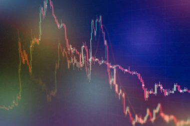 Forx ticaret grafiği ve şamdan şeması finansal yatırım konseptine uygundur. Ekonomik trendler iş fikri ve tüm sanat tasarımı için arka plan. Soyut finans arkaplanı