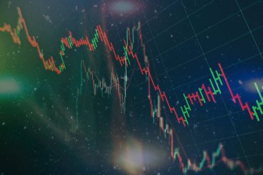 Forx ticaret grafiği ve şamdan şeması finansal yatırım konseptine uygundur. Ekonomik trendler iş fikri ve tüm sanat tasarımı için arka plan. Soyut finans arkaplanı