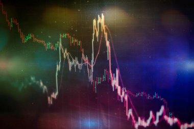 Forx ticaret grafiği ve şamdan şeması finansal yatırım konseptine uygundur. Ekonomik trendler iş fikri ve tüm sanat tasarımı için arka plan. Soyut finans arkaplanı