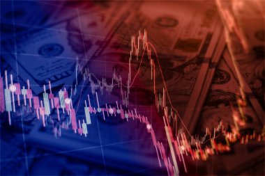 Forx ticaret grafiği ve şamdan şeması finansal yatırım konseptine uygundur. Ekonomik trendler iş fikri ve tüm sanat tasarımı için arka plan. Soyut finans arkaplanı