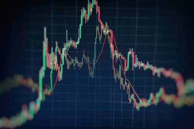 Forx ticaret grafiği ve şamdan şeması finansal yatırım konseptine uygundur. Ekonomik trendler iş fikri ve tüm sanat tasarımı için arka plan. Soyut finans arkaplanı