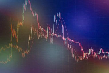 Forx ticaret grafiği ve şamdan şeması finansal yatırım konseptine uygundur. Ekonomik trendler iş fikri ve tüm sanat tasarımı için arka plan. Soyut finans arkaplanı