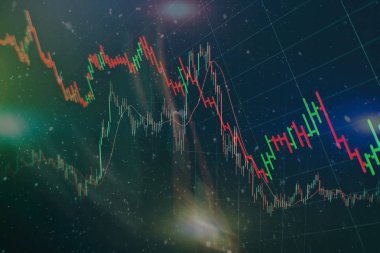 Forx ticaret grafiği ve şamdan şeması finansal yatırım konseptine uygundur. Ekonomik trendler iş fikri ve tüm sanat tasarımı için arka plan. Soyut finans arkaplanı