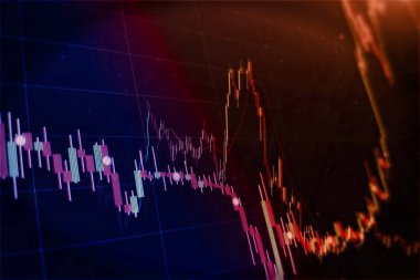 Forx ticaret grafiği ve şamdan şeması finansal yatırım konseptine uygundur. Ekonomik trendler iş fikri ve tüm sanat tasarımı için arka plan. Soyut finans arkaplanı