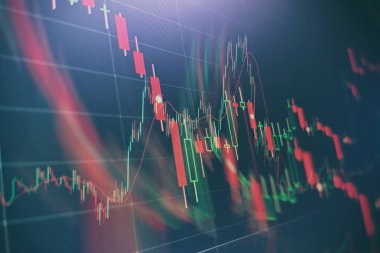 Finans ya da yatırım arka plan kavramı: borsa, borsa veri veya grafik monitörde görüntüleme