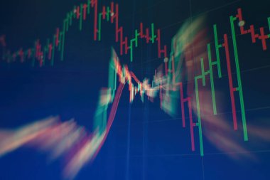 Finans ya da yatırım arka plan kavramı: borsa, borsa veri veya grafik monitörde görüntüleme