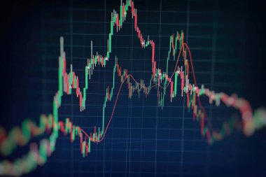 Finans ya da yatırım arka plan kavramı: borsa, borsa veri veya grafik monitörde görüntüleme