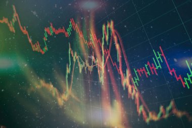 Finans ya da yatırım arka plan kavramı: borsa, borsa veri veya grafik monitörde görüntüleme