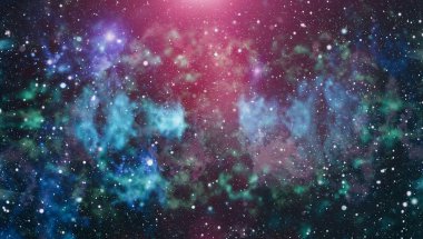 Panoramik derin uzaya arıyorum. Karanlık gece gökyüzüne yıldızlarla dolu. Uzayda Bulutsusu.