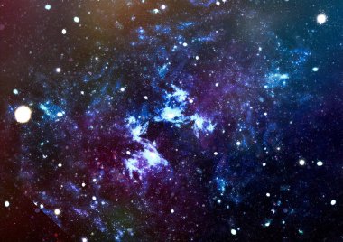 Uzayda bir yerde harika güzel bulutsu. Renkli alanı