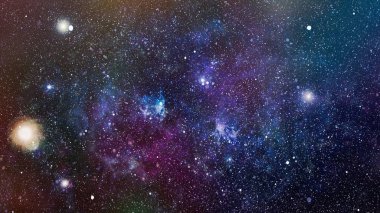 Uzayda bir yerde harika güzel bulutsu. Renkli alanı