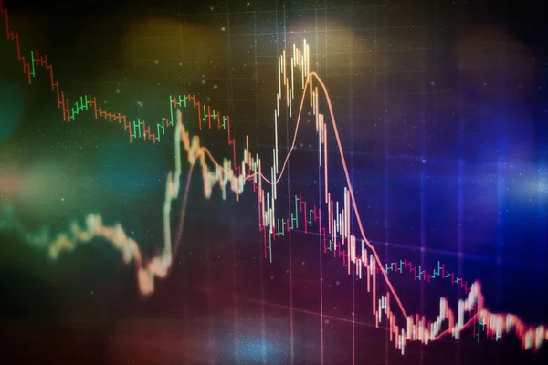 Gráfico de comercio de divisas y gráfico de velas adecuado para el concepto de inversión financiera. Tendencias económicas antecedentes para la idea de negocio y todo el diseño de obras de arte. Contexto financiero abstracto —  Fotos de Stock