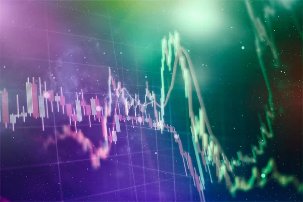 Conceito de financiamento ou investimento: Exibição do mercado de ações, dados da bolsa de valores ou gráfico no monitor — Fotografia de Stock