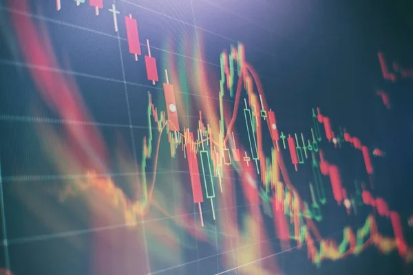 金融や投資の背景概念: 株式市場、証券取引所データまたはモニターのグラフの表示 — ストック写真