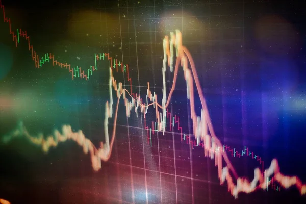 Concepto de fondo financiero o de inversión: visualización de la bolsa de valores, datos bursátiles o gráfico en monitor —  Fotos de Stock