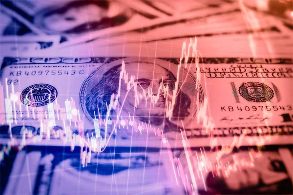 Χρηματοδότησης ή επένδυσης φόντο έννοια: απεικόνιση της χρηματιστηριακής αγοράς, χρηματιστηριακά δεδομένα ή γράφημα στην οθόνη — Φωτογραφία Αρχείου
