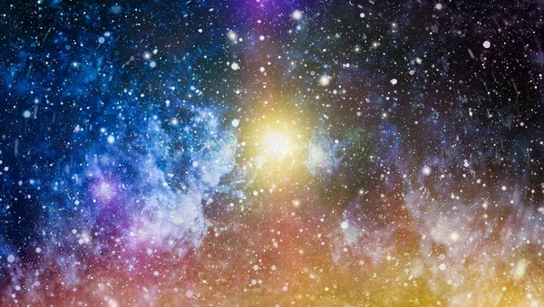 Panoramic looking into deep space. Dark night sky full of stars. The nebula in outer space. — Stock Photo, Image