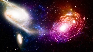 Nebula ve galaksiler uzayda. Gezegen ve Gökada - Bu görüntünün elementleri NASA tarafından desteklenmektedir