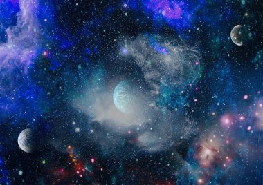 Uzaydaki gezegenler, yıldızlar ve galaksiler uzay keşiflerinin güzelliğini gösteriyor. NASA tarafından döşenmiş elementler .