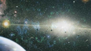 Nebula ve galaksiler uzayda. Gezegen ve Gökada - Bu görüntünün elementleri NASA tarafından desteklenmektedir