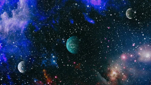 Uzaydaki gezegenler, yıldızlar ve galaksiler uzay keşiflerinin güzelliğini gösteriyor. NASA tarafından döşenmiş elementler . — Stok fotoğraf