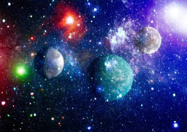 Planetas, estrellas y galaxias en el espacio exterior que muestran la belleza de la exploración espacial. Elementos proporcionados por la NASA . — Foto de Stock