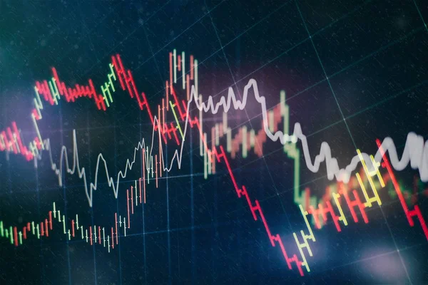 Gráfico de negocio fondo: Contabilidad de negocio de análisis en hojas de información. Empresario mano trabajando en el análisis de gráficos de inversión para el mercado del oro, mercado de divisas y el mercado de comercio . —  Fotos de Stock