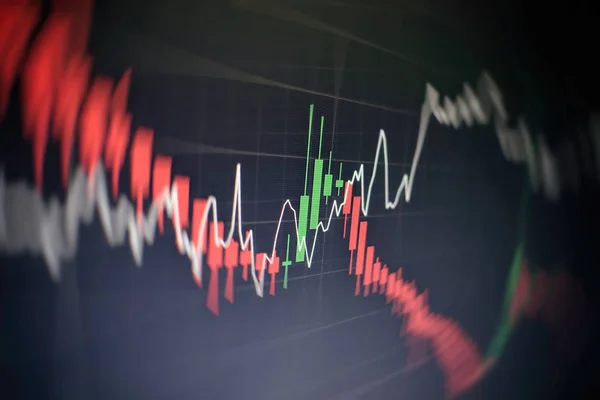 Wirtschaftsgrafik mit Diagrammen auf dem Aktienmarkt, für Geschäfts- und Finanzkonzepte und Berichte. Abstrakter blauer Hintergrund. — Stockfoto