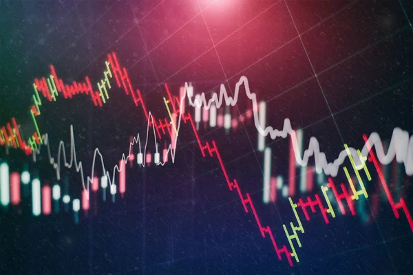 Gazdasági grafikon diagramokkal a tőzsdén, üzleti és pénzügyi fogalmak és jelentések.Absztrakt kék háttér. — Stock Fotó