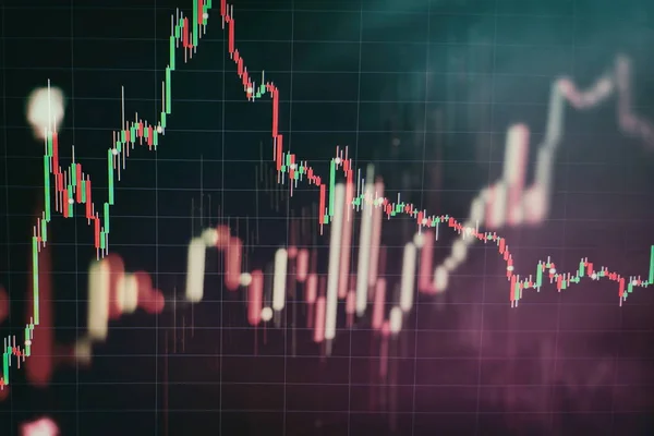 Gazdasági grafikon diagramokkal a tőzsdén, üzleti és pénzügyi fogalmak és jelentések.Absztrakt kék háttér. — Stock Fotó