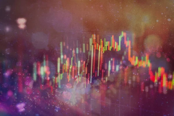 Ekonomický graf s diagramy na akciovém trhu, pro obchodní a finanční koncepce a reporty.Abstraktní modré pozadí. — Stock fotografie