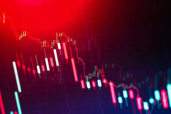 Gráfico económico con diagramas en el mercado de valores, para conceptos e informes empresariales y financieros.Fondo azul abstracto. — Foto de Stock