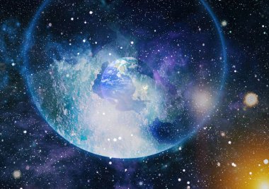 Parlak yıldız bulutsu. Uzak galaksi. Soyut resim. Nasa tarafından döşenmiş bu görüntü unsurları.