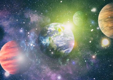 Galaksinin, koyu arka plan yıldızları ile atmosfer güzel yer. Derin uzay sanat. Galaksiler, nebulanın ve evren yıldızlarda. Nasa tarafından döşenmiş bu görüntü unsurları