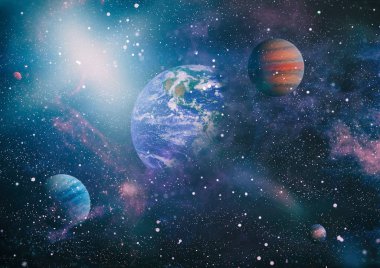 Galaksinin, koyu arka plan yıldızları ile atmosfer güzel yer. Derin uzay sanat. Galaksiler, nebulanın ve evren yıldızlarda. Nasa tarafından döşenmiş bu görüntü unsurları