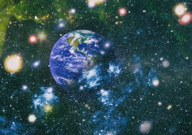 Uzaydaki gezegenler, yıldızlar ve galaksiler uzay keşiflerinin güzelliğini gösteriyor. NASA tarafından döşenmiş elementler