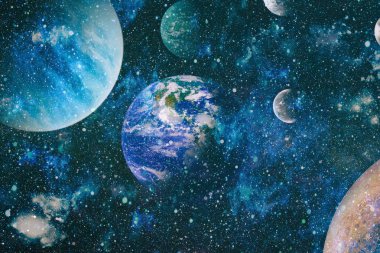 Renkli derin uzay. Evren kavramı arka plan. Nasa tarafından döşenmiş bu görüntü unsurları