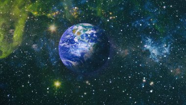 Parlak yıldız bulutsu. Uzak galaksi. Soyut resim. Nasa tarafından döşenmiş bu görüntü unsurları.