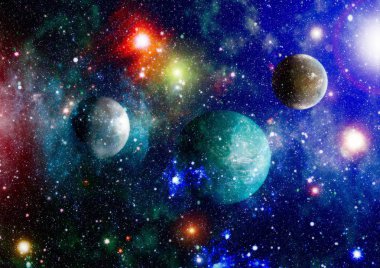 Renkli derin uzay. Evren kavramı arka plan. Nasa tarafından döşenmiş bu görüntü unsurları