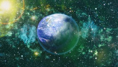 Renkli derin uzay. Evren kavramı arka plan. Nasa tarafından döşenmiş bu görüntü unsurları