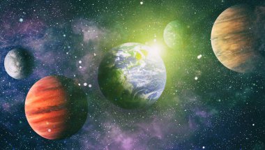 Galaksinin, koyu arka plan yıldızları ile atmosfer güzel yer. Derin uzay sanat. Galaksiler, nebulanın ve evren yıldızlarda. Nasa tarafından döşenmiş bu görüntü unsurları