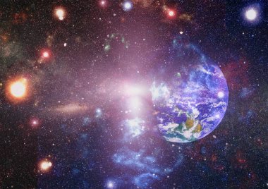 Renkli derin uzay. Evren kavramı arka plan. Nasa tarafından döşenmiş bu görüntü unsurları