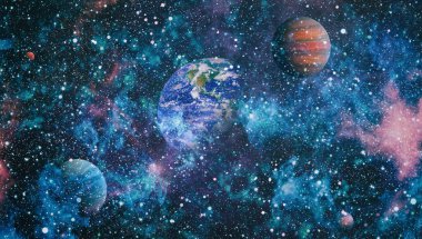 Galaksinin, koyu arka plan yıldızları ile atmosfer güzel yer. Derin uzay sanat. Galaksiler, nebulanın ve evren yıldızlarda. Nasa tarafından döşenmiş bu görüntü unsurları