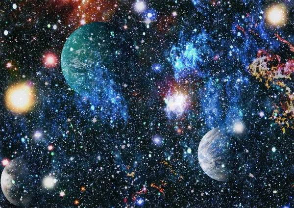 Ljusa stjärnor nebulosa. Avlägsen galax. Abstrakt bild. Delar av denna bild från Nasa. — Stockfoto
