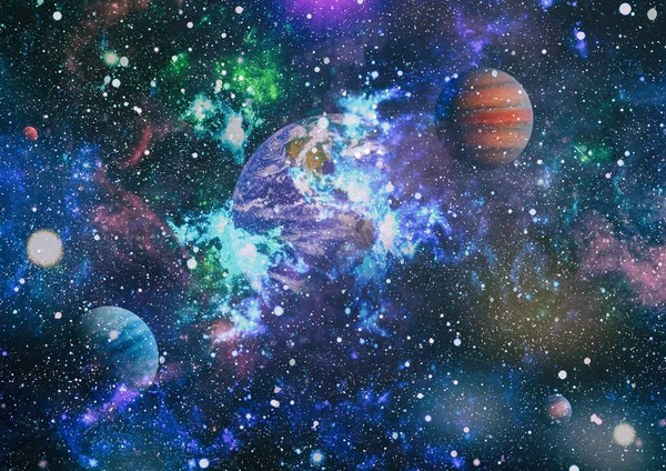 Galaxies, nebulas and stars in universe, clouds of mist on bright colorful backgrounds. Elements of this image furnished by NASA — Stock Photo, Image